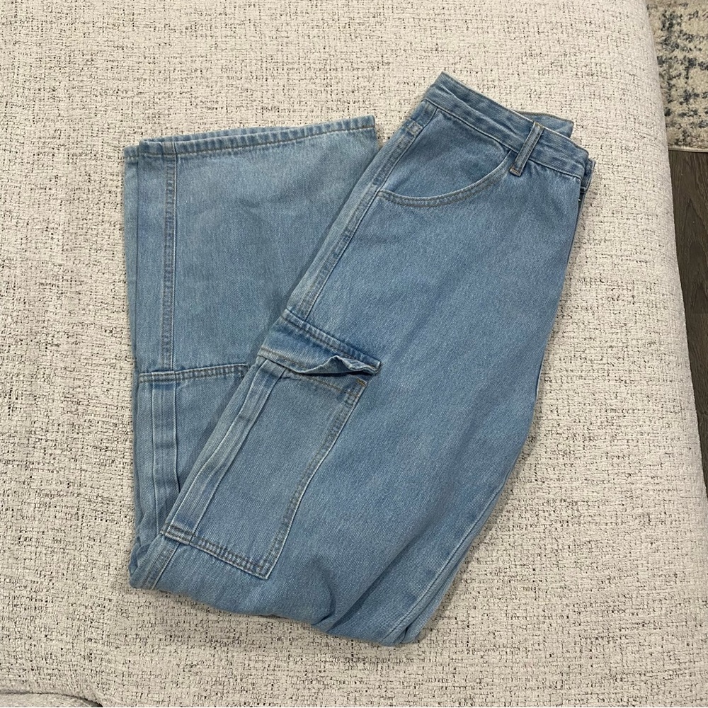 High waist wide leg denim jeans